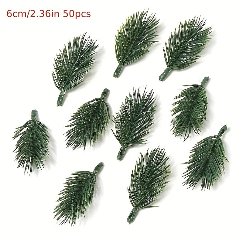 10/20/50Pcs Pine Branches Artificial Plants Christmas Wedding Home Tree Decor DIY Handcraft Bouquet Gift Box Fake Plants Needle