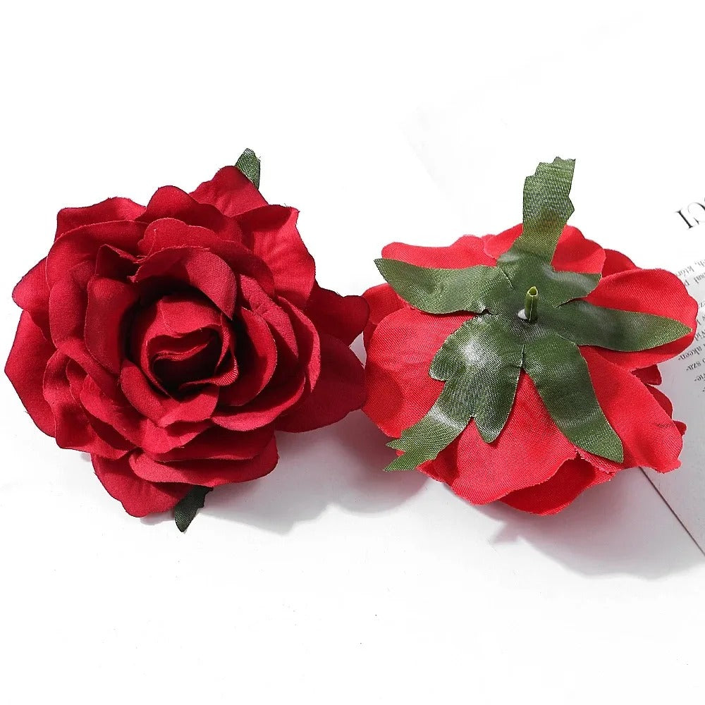 2/5Pcs 10cm Silk Rose Artificial Flowers Heads for Home Room Decor Bride Wedding Party Outfits Decoration DIY Garland Accessory