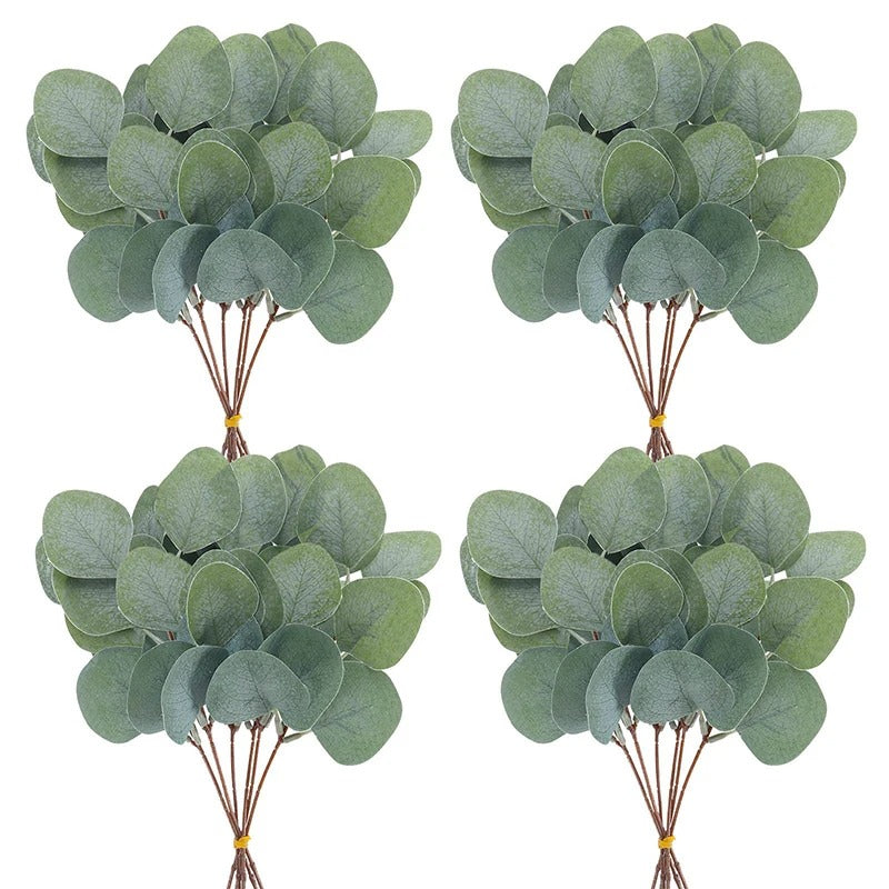 5/10/20Pcs Artificial Eucalyptus Leaves Stems Bulk Silver Dollar Leaf Picks Plant Fake Flowers for Wedding Bouquets Floral Decor