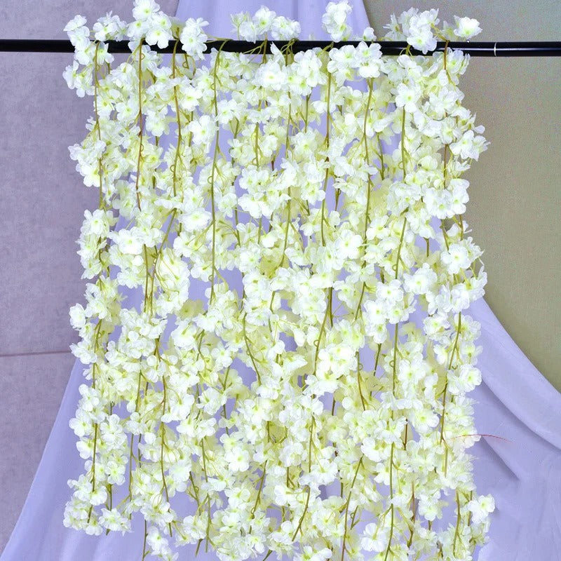 5.9ft Cherry Blossom Artificial Flowers Vine Fake Flower Rattan Wreaths Decoration for Home Garden Wedding Decor Flowers Garland