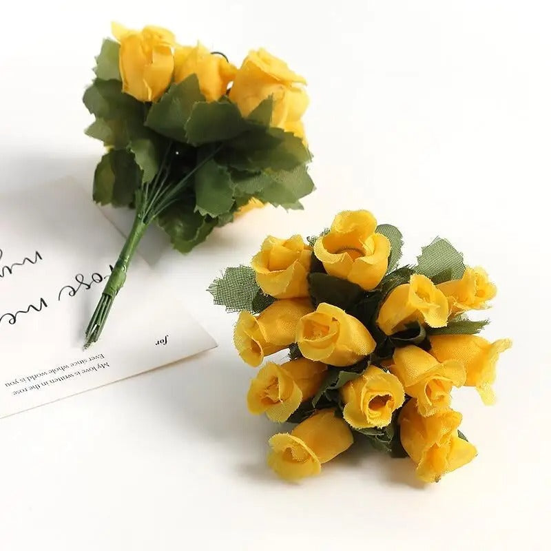 12/36/72/144PCS Rose Artificial Flowers Bouquet Fake Flowers for Home Decor Christmas Party Wedding Decoration Wreath Accessory