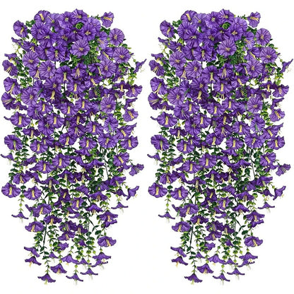 1/2Pc 75cm White Artificial Morning Glory Wall Hanging Faux Violet Plants Hanging Flowers Vines for Home Garden Wedding Decor