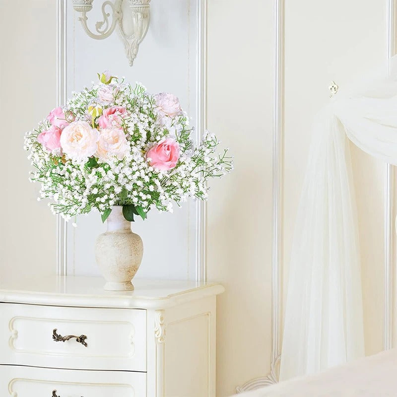 108Heads 63cm Babies Breath Artificial Flowers Plastic Gypsophila DIY Floral Bouquets For Handmade Wedding Party Home Decoration