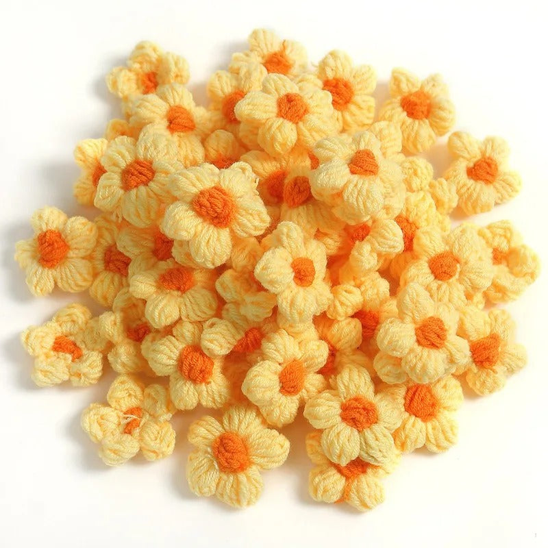10pcs Hand-knitted Flower Applique Sew r For Clothes Shoes Hats Craft Diy Hair Clip Wedding Hats Decorative Accessories