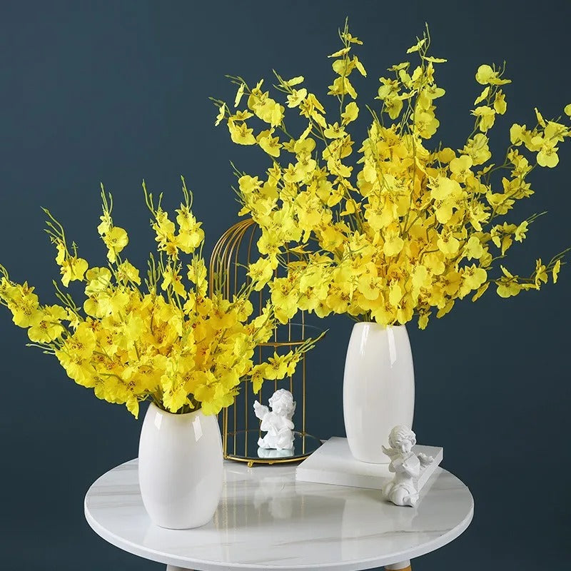 Yellow Simulation Flower Dancing Orchid Decoration Fake Flower Soft Decoration Simulation Plant Home Wedding Artificial Flowers