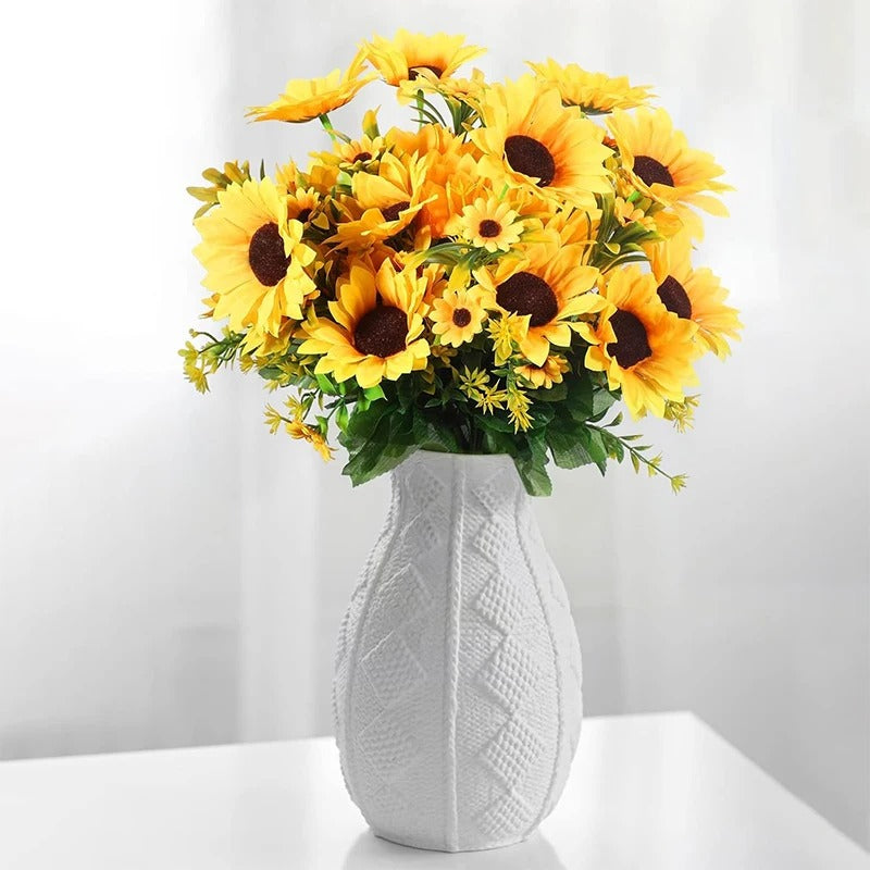 1 Bunch 13 Heads Artificial Sunflowers 30cm Shrubs Fake Flower Bouquet for Garden Home Room Wedding Cafe Store Party Decoration