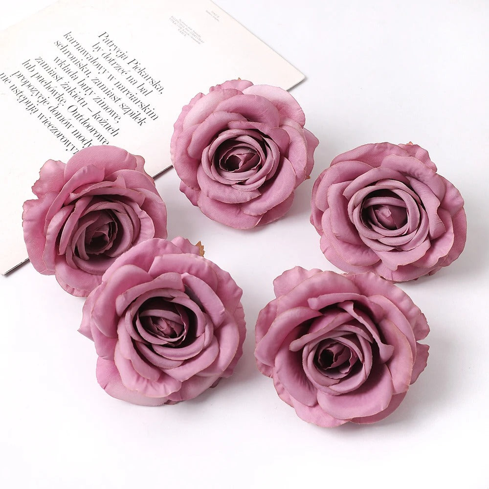 2/5Pcs 10cm Artificial Rose Silk Flower Heads Simulated Flower Home Room Decoration Wedding Decoration DIY Wreath Accessories