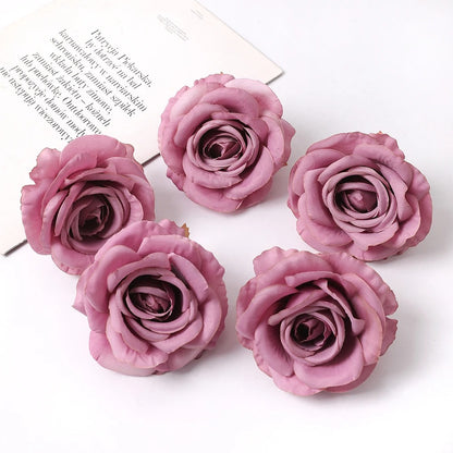 2/5Pcs 10cm Artificial Rose Silk Flower Heads Simulated Flower Home Room Decoration Wedding Decoration DIY Wreath Accessories