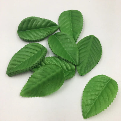 200/400Pcs 5.5cm Artificial Green Rose Leaves for DIY Craft Scrapbook Flower Arrangement Home Room Wedding Garland Decoration