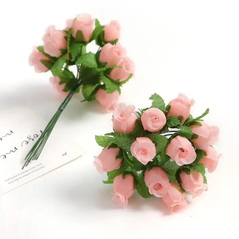 12/36/72/144PCS Rose Artificial Flowers Bouquet Fake Flowers for Home Decor Christmas Party Wedding Decoration Wreath Accessory