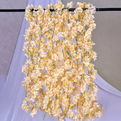 5.9ft Cherry Blossom Artificial Flowers Vine Fake Flower Rattan Wreaths Decoration for Home Garden Wedding Decor Flowers Garland