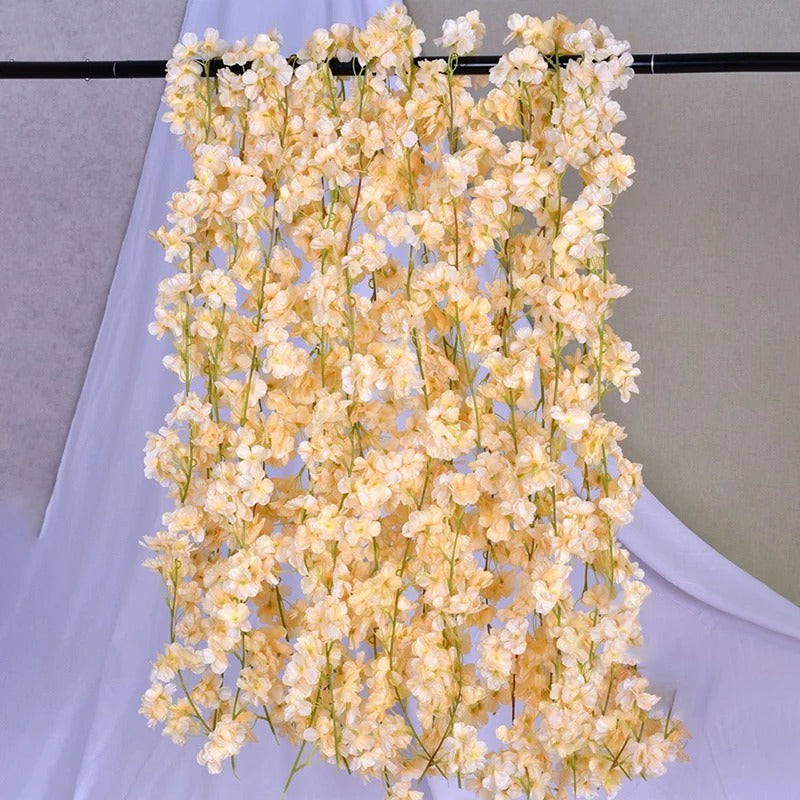 5.9ft Cherry Blossom Artificial Flowers Vine Fake Flower Rattan Wreaths Decoration for Home Garden Wedding Decor Flowers Garland