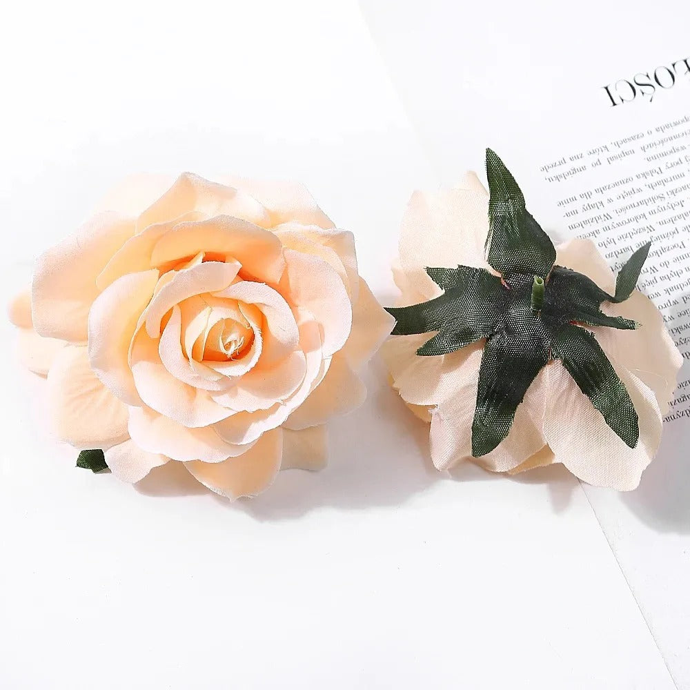 2/5Pcs 10cm Silk Rose Artificial Flowers Heads for Home Room Decor Bride Wedding Party Outfits Decoration DIY Garland Accessory