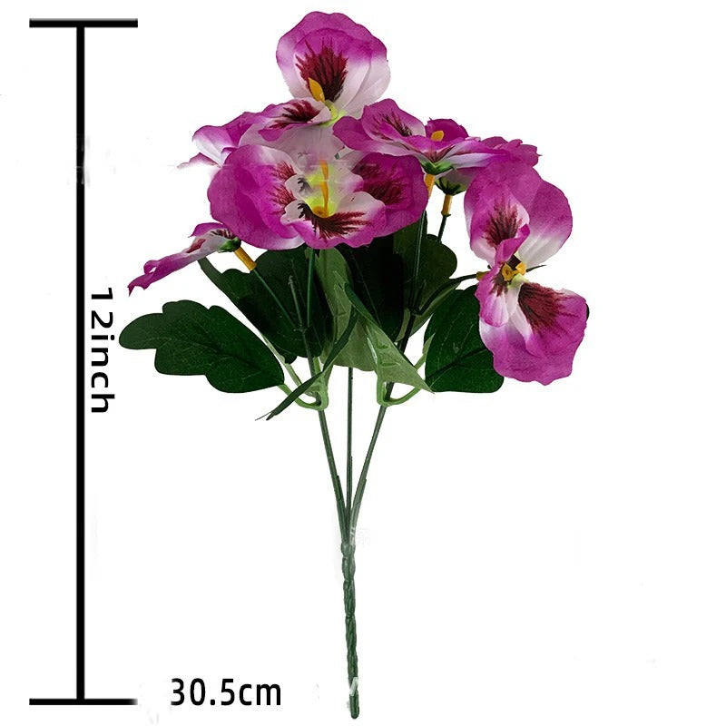 Artificial Pansy Flowers 30cm Plastic Fake Flower Bouquet For Home Room Decor Garden Wedding Parties Home Plant Bunch Decoration