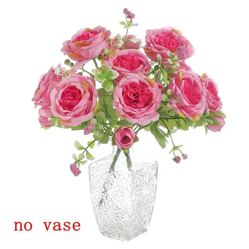 Artificial Peony Simulation Flower Bouquet 5 Big Head 2 Small Bud Flower for Table Centerpieces Home Wedding Bridal Decoration