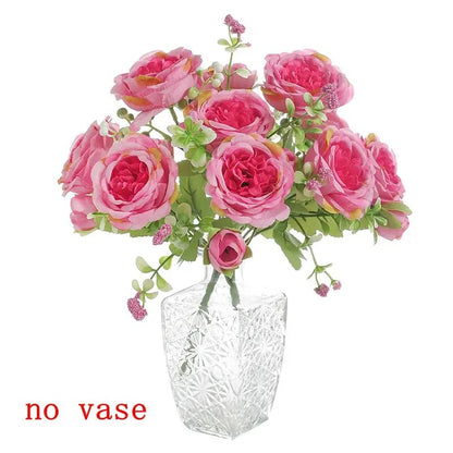 Artificial Peony Simulation Flower Bouquet 5 Big Head 2 Small Bud Flower for Table Centerpieces Home Wedding Bridal Decoration