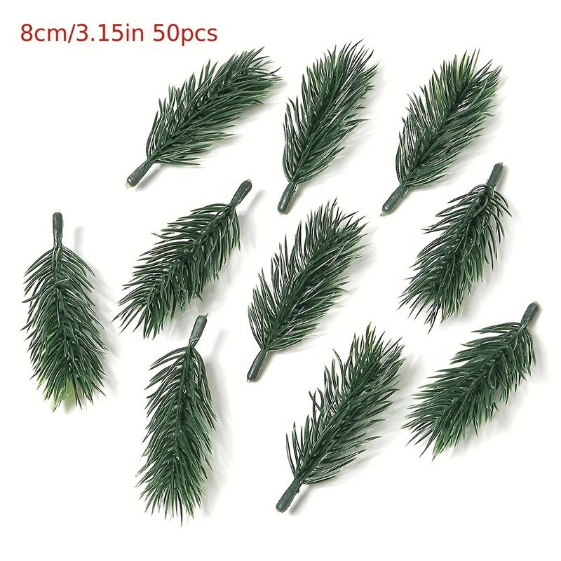 10/20/50Pcs Pine Branches Artificial Plants Christmas Wedding Home Tree Decor DIY Handcraft Bouquet Gift Box Fake Plants Needle