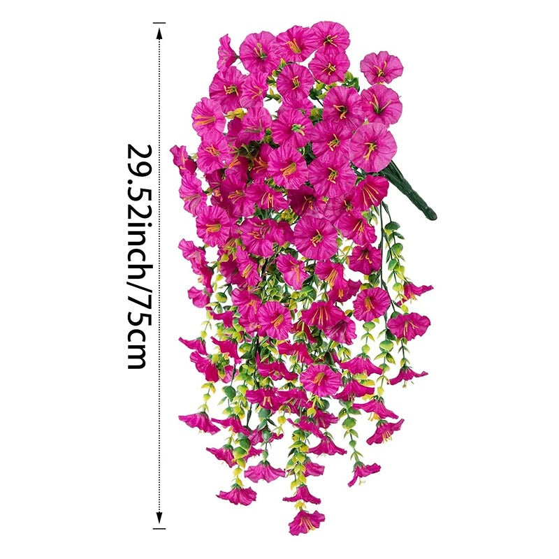 1/2Pc 75cm White Artificial Morning Glory Wall Hanging Faux Violet Plants Hanging Flowers Vines for Home Garden Wedding Decor
