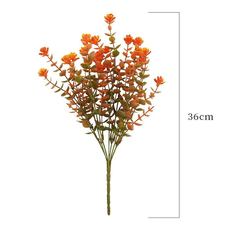 Artificial Flowers Autumn Decoration Plant Violet Eucalyptus Bouquet Outdoor Garden Bushes Decor Home Wedding Office Accessories