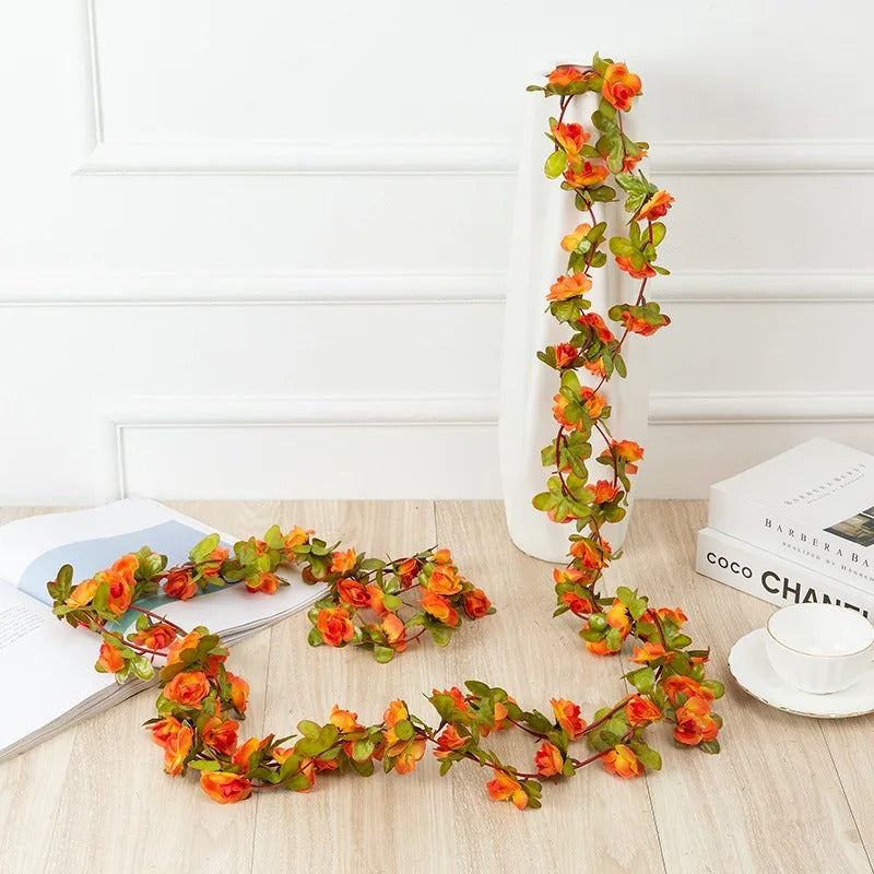 1pc 250CM Artificial Flowers Garland Rose Vines Fake Hanging Flower Vine for Wedding Arch Wall Decor Home Garden Room Decoration