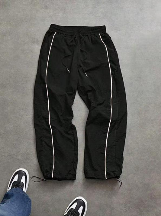 Men's Casual Sporty Long Pants, Loose Fit Elastic Cuff