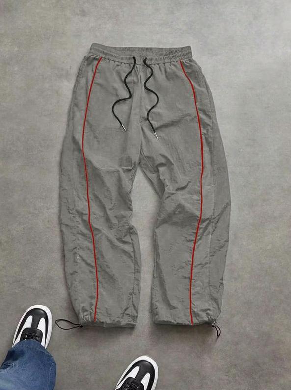 Men's Casual Sporty Long Pants, Loose Fit Elastic Cuff