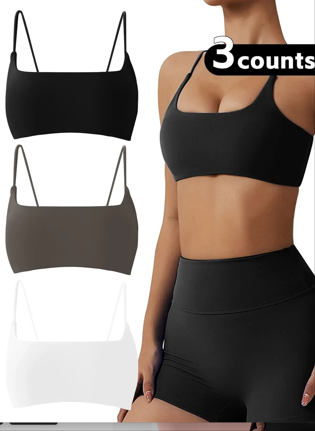 Women's Solid Wireless Sports Bra, Strappy Workout Bra, Sporty Breathable Comfortable Bra, Ladies Sportswear for Yoga Gym